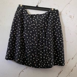 LOFT Black Mini Skirt with Feather Print